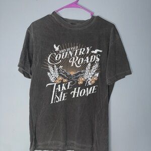 Gray Country Roads Graphic T-Shirt